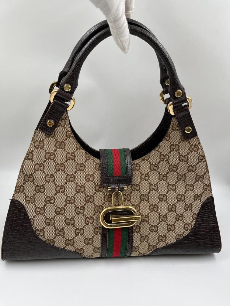 Gucci Jackie Leather Canvas Shoulder Bag Style 15