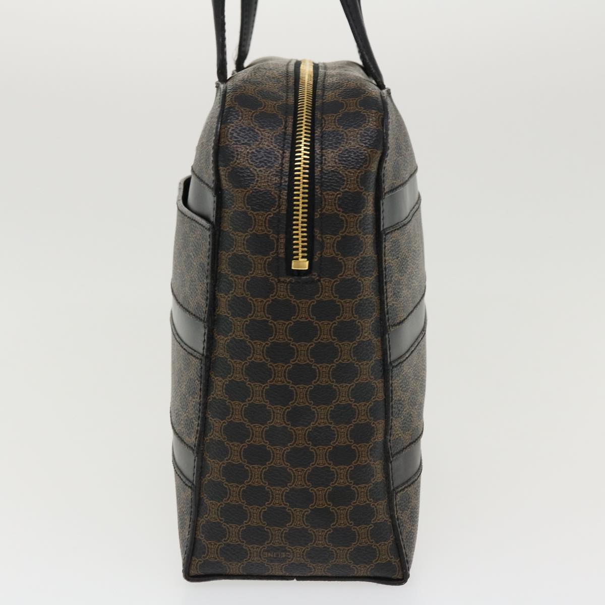 Luxury CELINE Macadam Canvas Hand Bag PVC Leather Black 37689