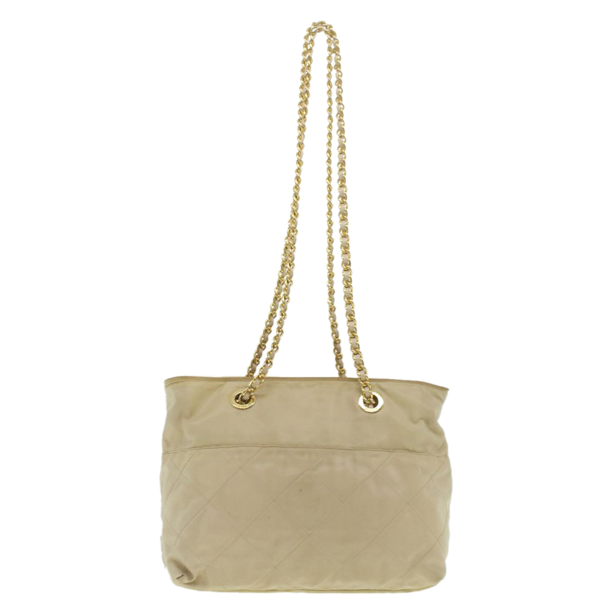 Prada Chain Shoulder Bag Nylon Beige
