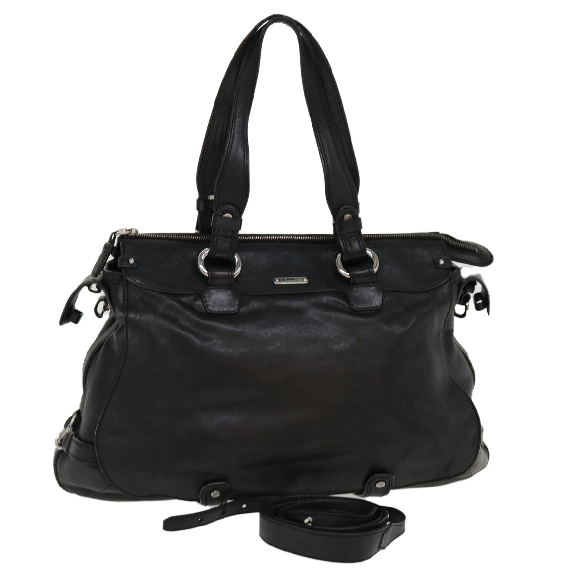 Luxury CELINE Shoulder Bag Leather Black 38040
