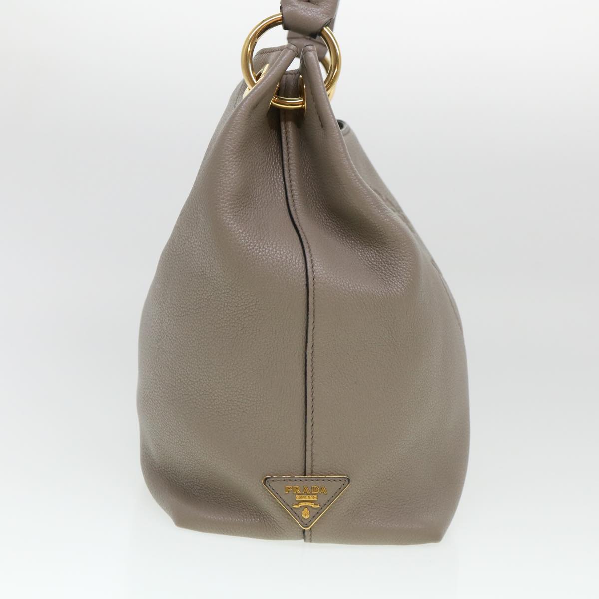 Prada Shoulder Bag Buffalo Leather Goat Fur Gray