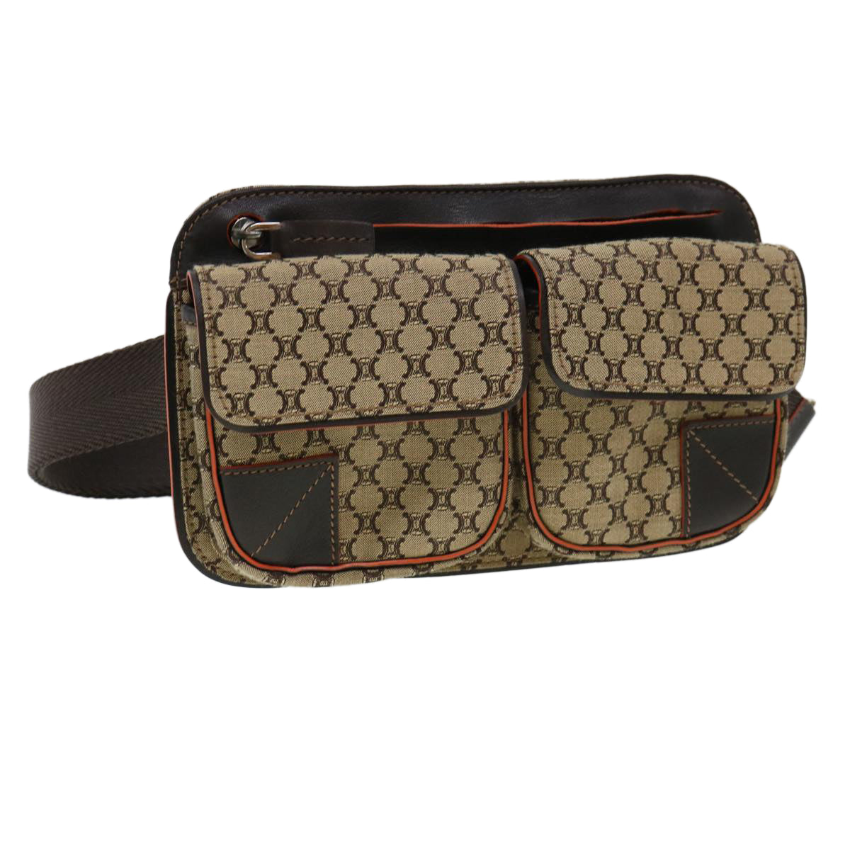 Luxury CELINE Macadam Canvas Waist Bag Beige Orange 38443