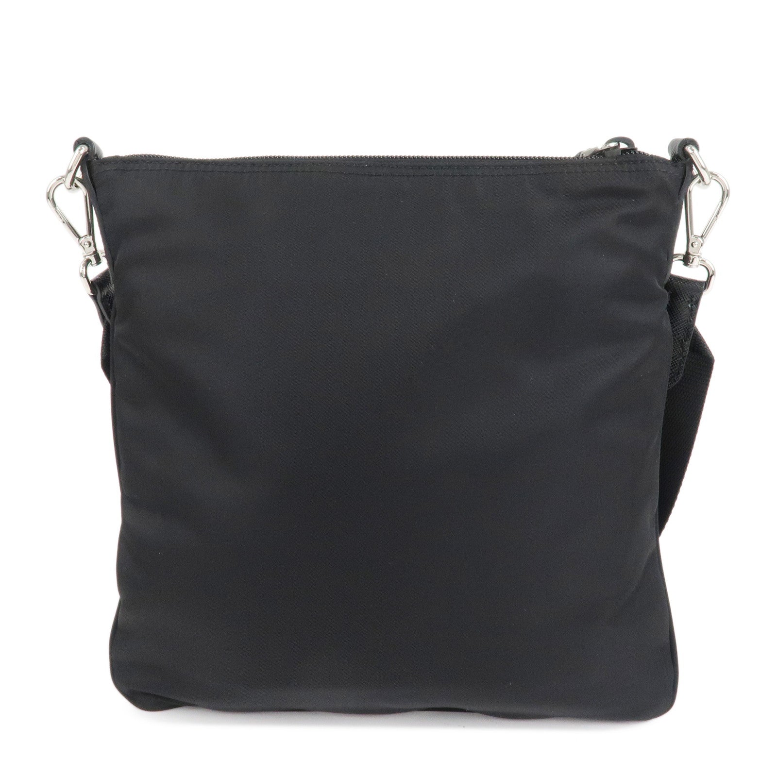 PRADA Triangle Logo Nylon Leather Shoulder Bag Crossbody Bag Black 1BH716