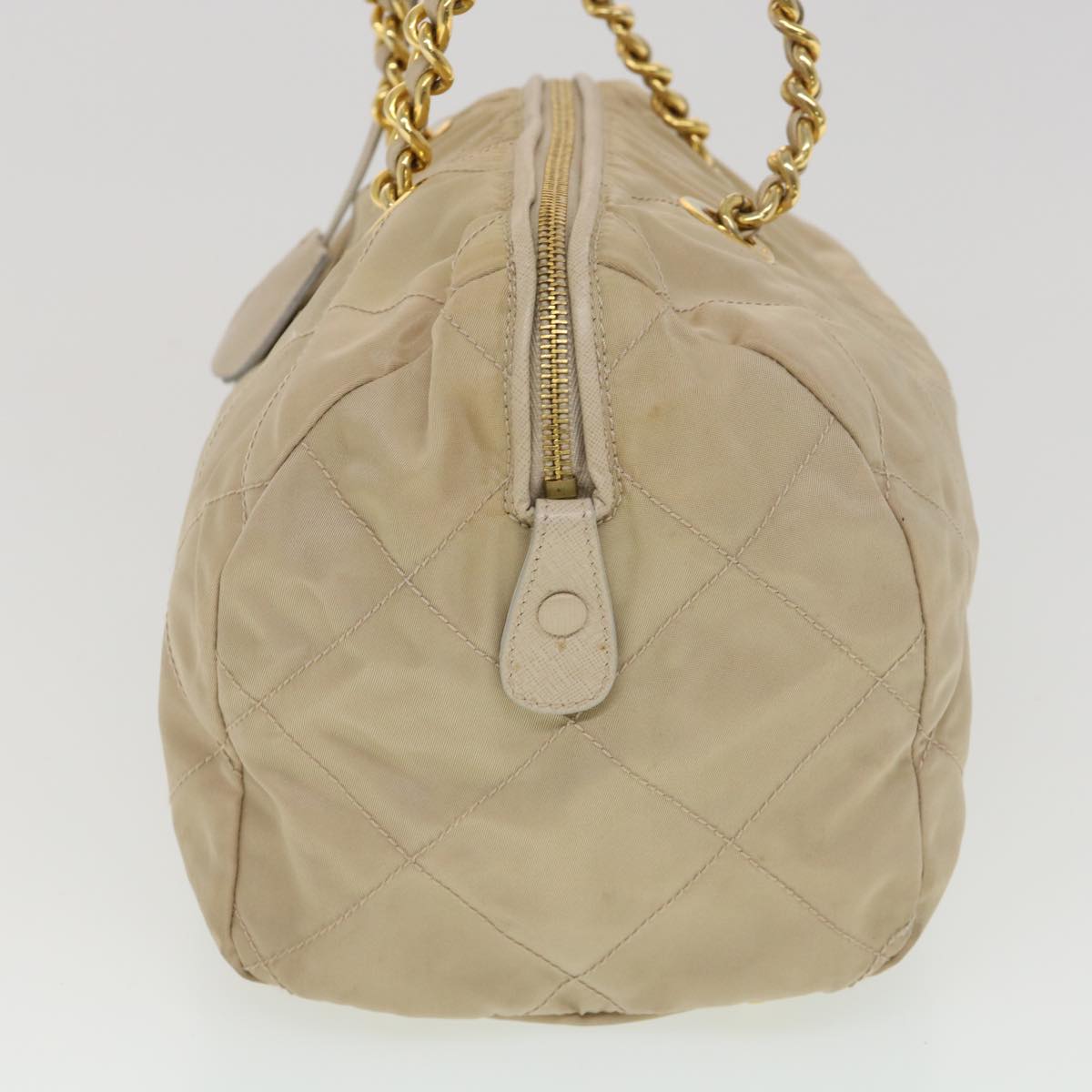 Prada Chain Hand Bag Nylon Beige