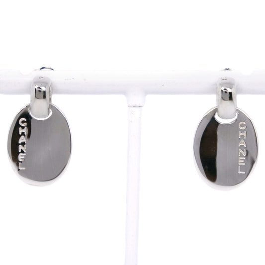 Chanel CHANEL logo plate Stud Earrings Oval Silver 925 French made 8.1g logo A-rang