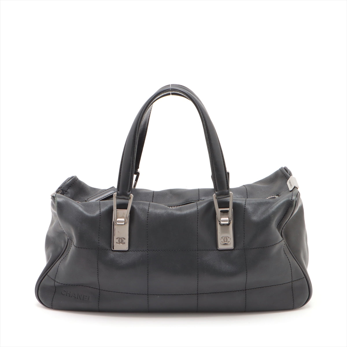Chanel Chocolate Bar Handbag Black Silver G 7th