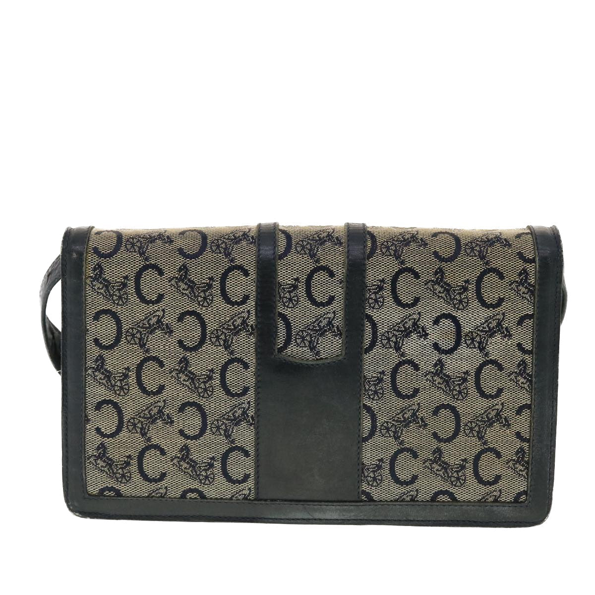 Luxury CELINE C Macadam Canvas Shoulder Bag Navy 39617