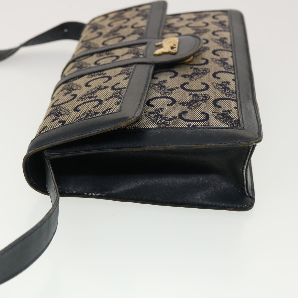 Luxury CELINE C Macadam Canvas Shoulder Bag Navy 39617