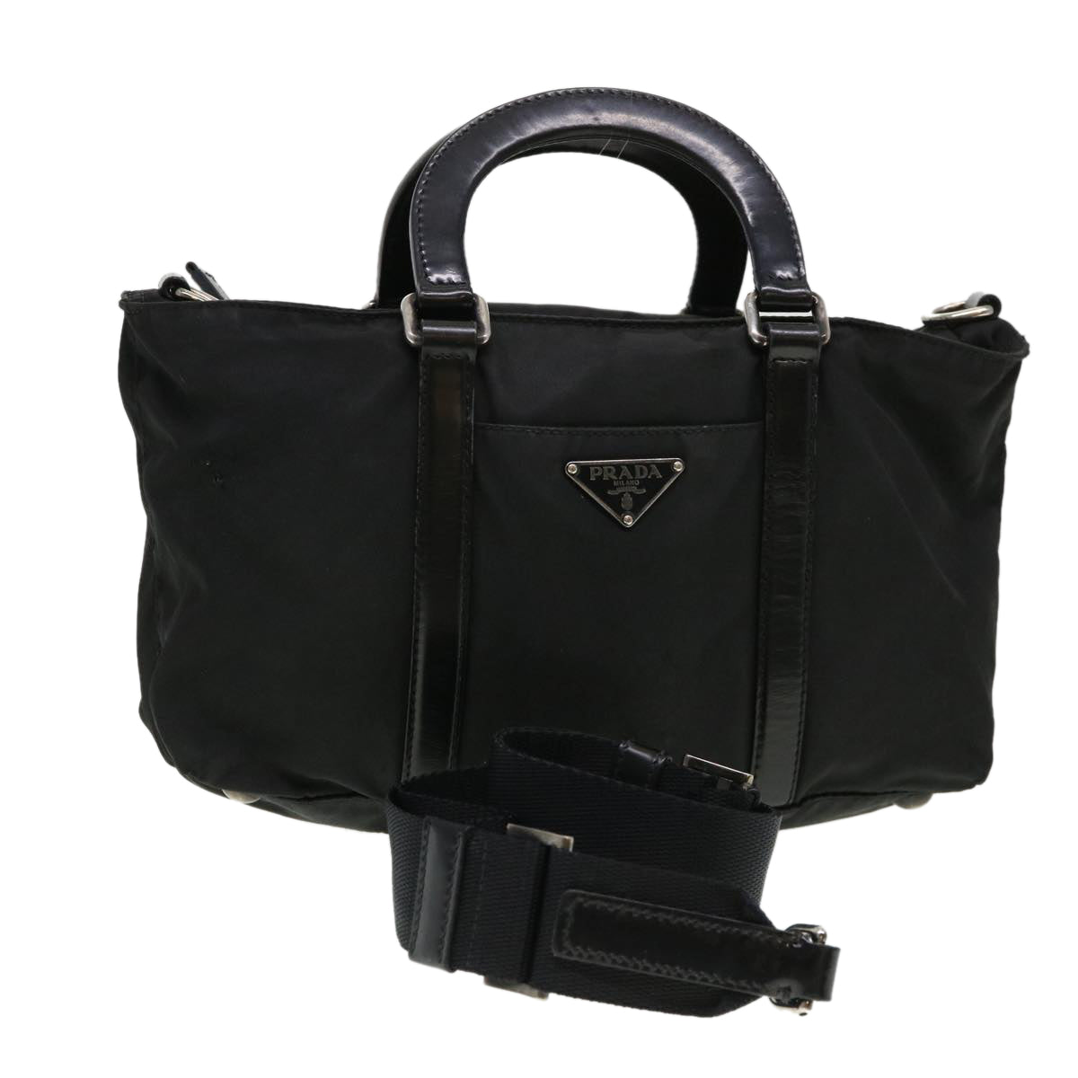 PRADA Hand Bag Nylon 2way Black Auth