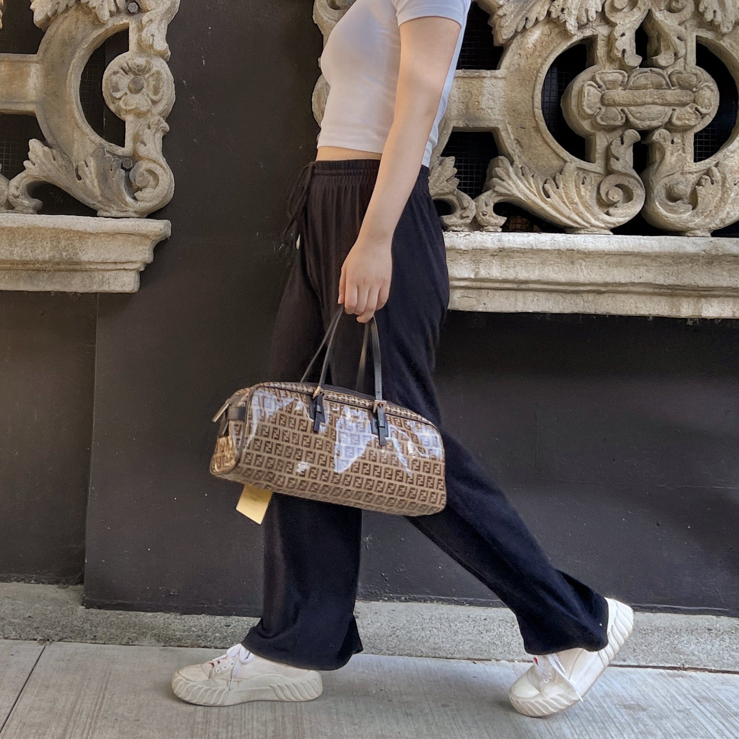 Fendi Canvas Leather Dial Lock Vanity Bag