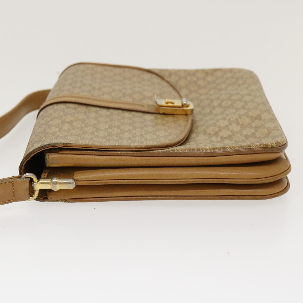 Luxury CELINE Macadam Canvas Shoulder Bag PVC Leather Beige 39942