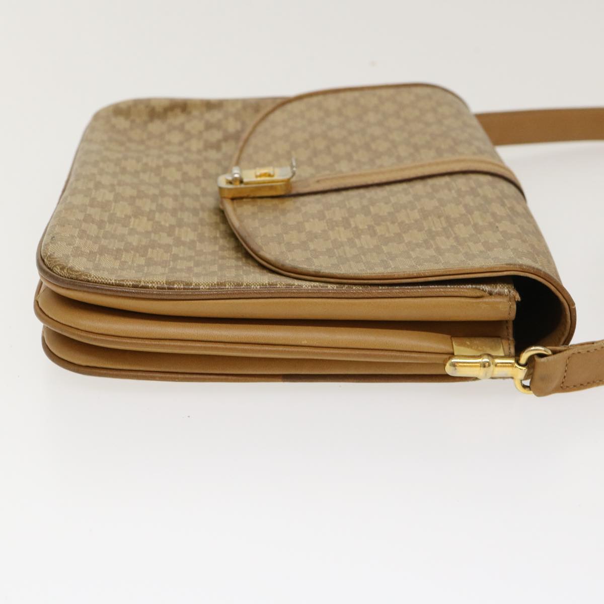 Luxury CELINE Macadam Canvas Shoulder Bag PVC Leather Beige 39942