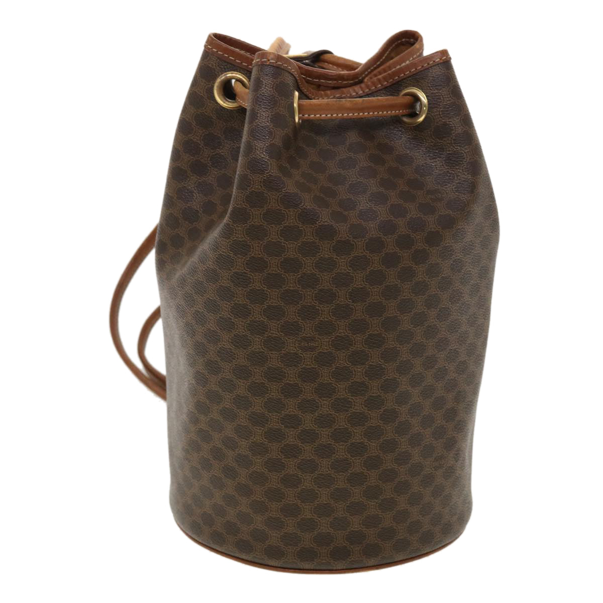 Luxury CELINE Macadam Canvas Shoulder Bag PVC Leather Brown 39946