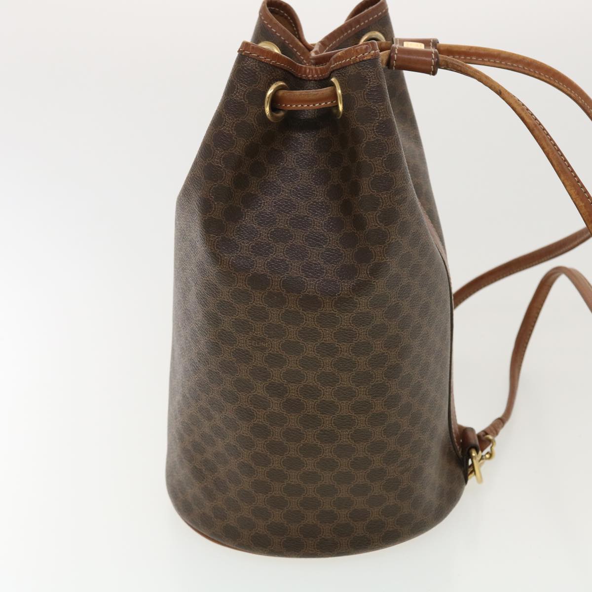 Luxury CELINE Macadam Canvas Shoulder Bag PVC Leather Brown 39946