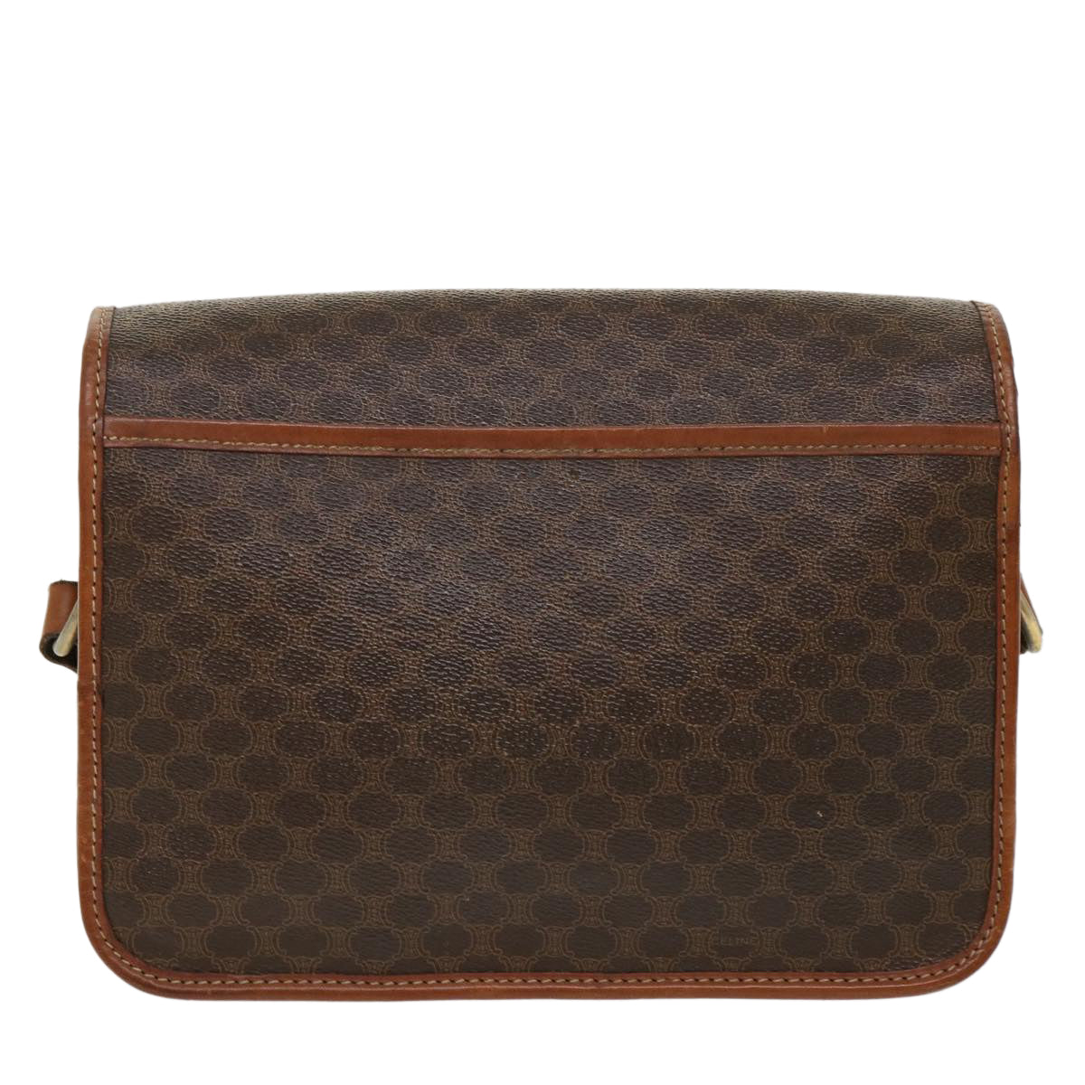 Luxury CELINE Macadam Canvas Shoulder Bag PVC Leather Brown 39968