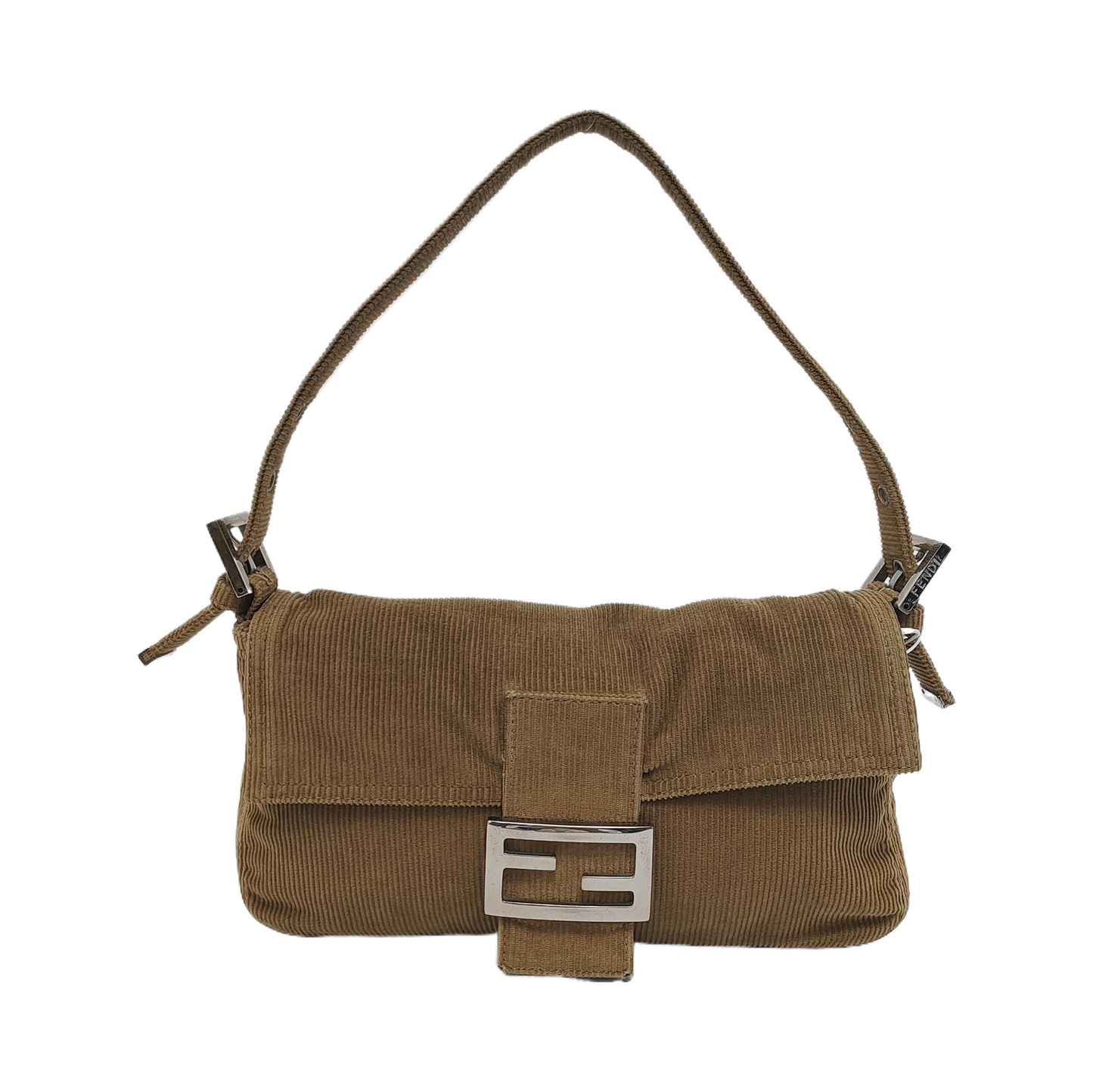 FENDI Baguette Corduroy Beige Brown Shoulder Bag