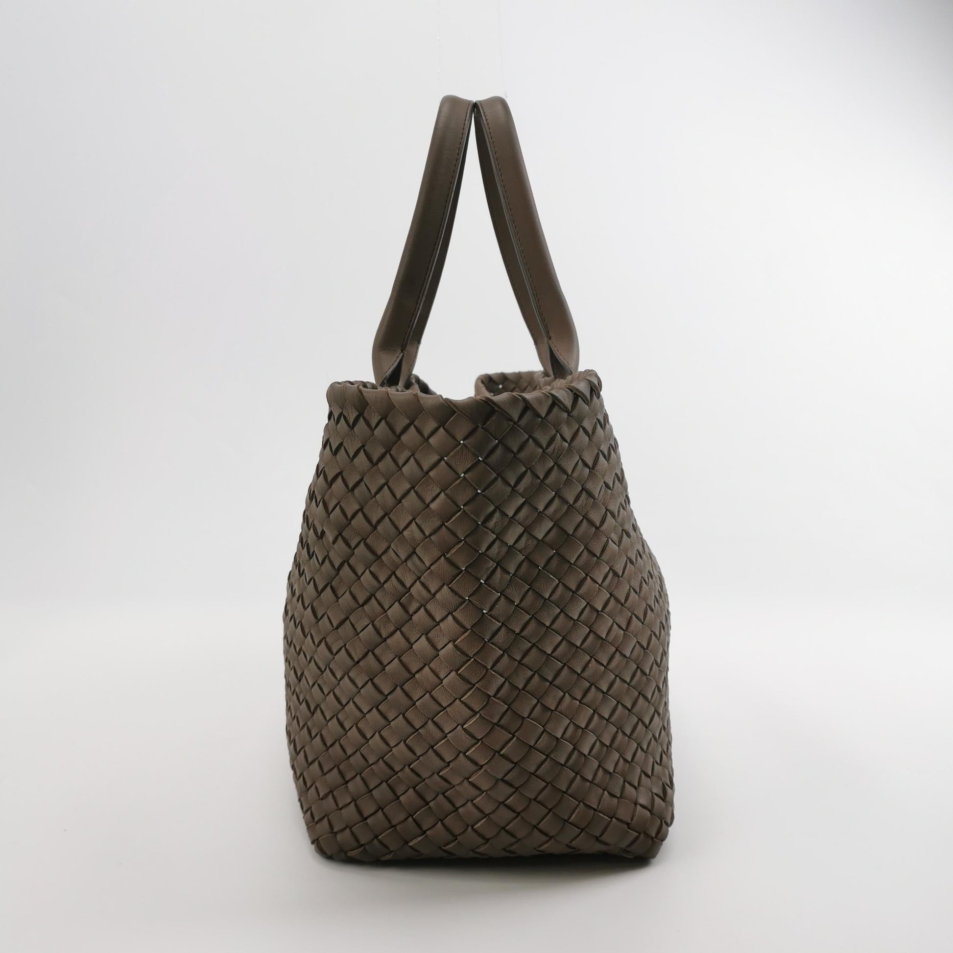 Bottega Veneta Cabat Large Intreccio Leather Tote Bag Grey 40-43cm