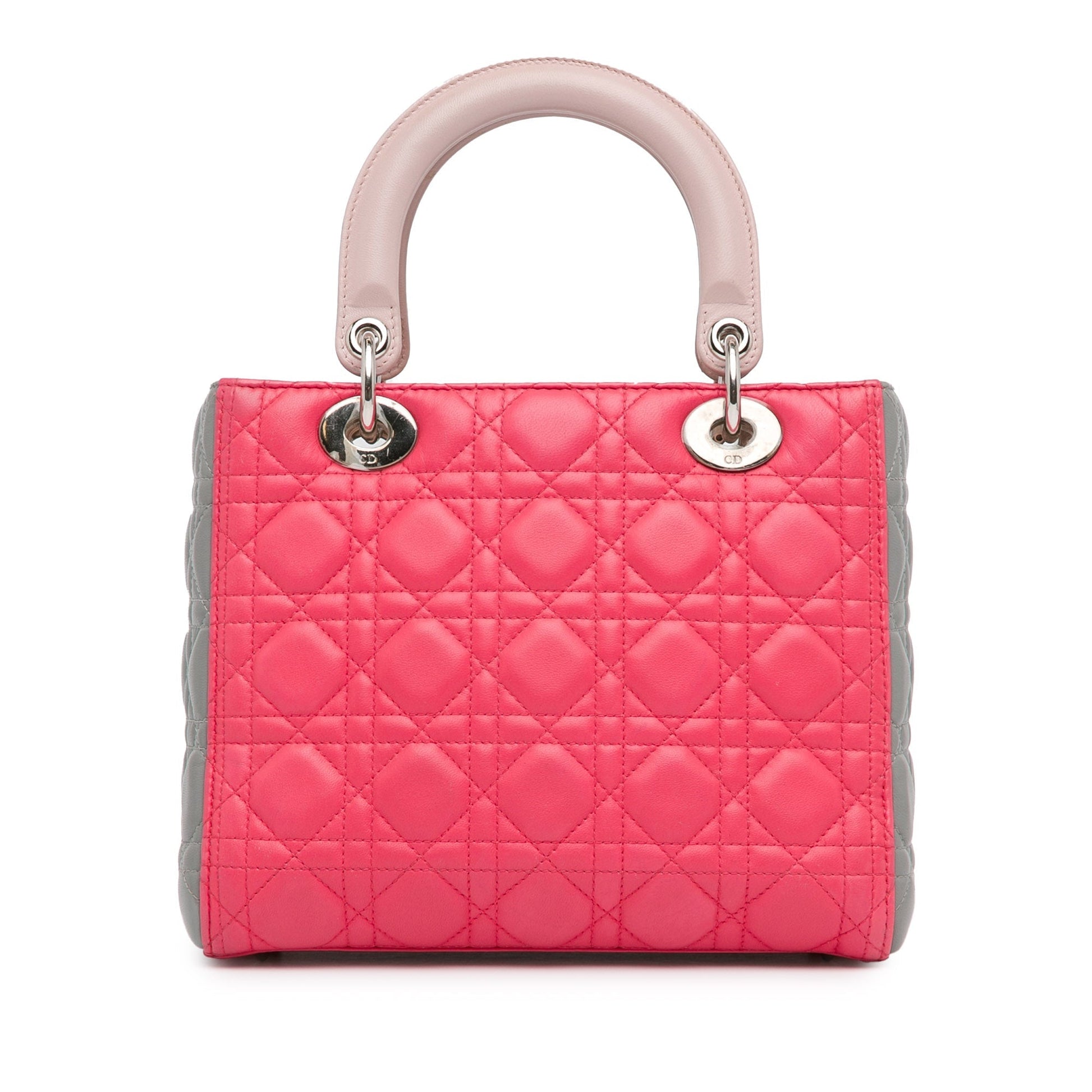 Pink Dior Medium Tricolor Lambskin Cannage Lady Dior Satchel