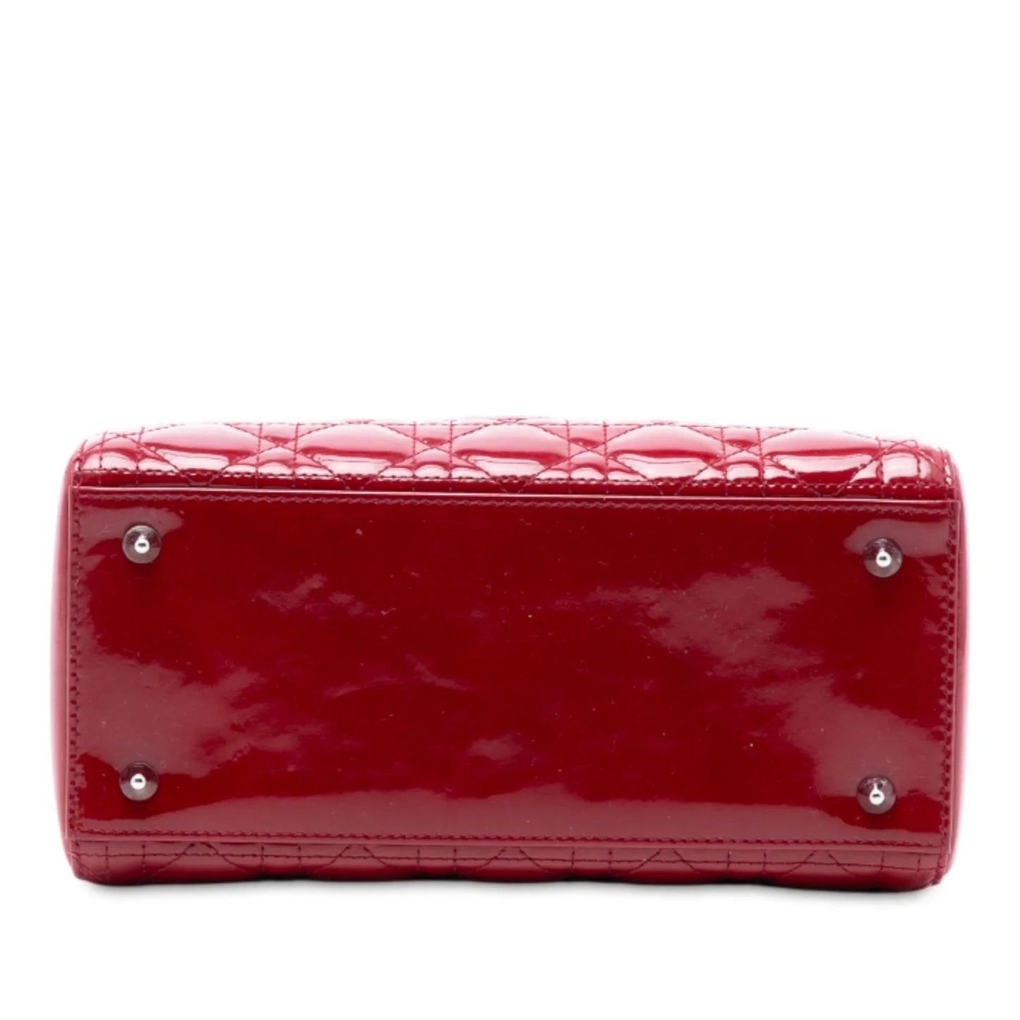 Red Dior Medium Patent Cannage Lady Dior Satchel