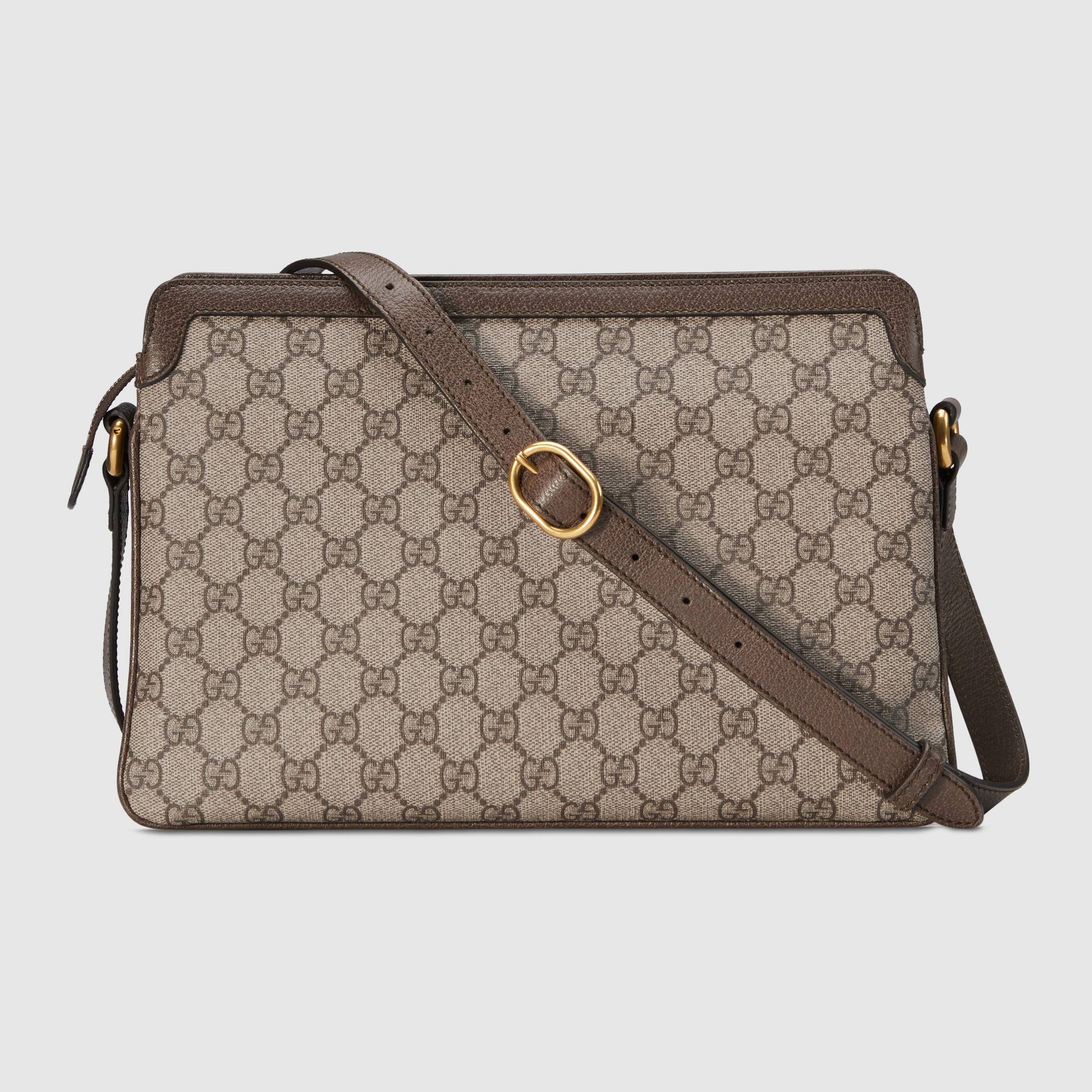 Gucci Monogram Saddle Leather Canvas Crossbody