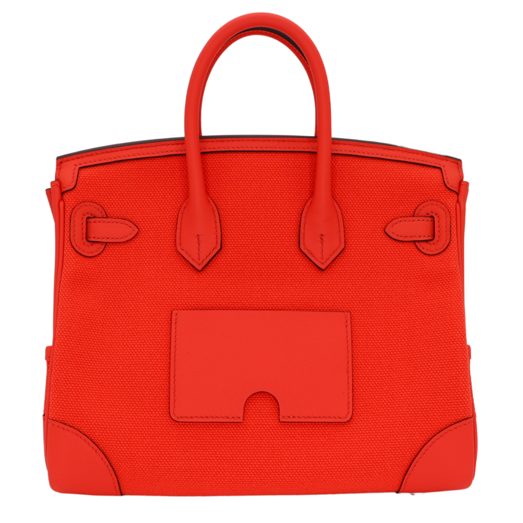Hermes25cm Birkin Cargo Orange Field Toile/ Swift Leather Palladium Hardware