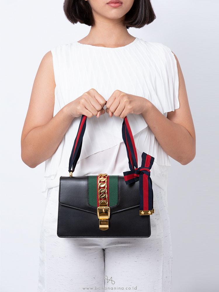 Gucci Monogram Nylon Chain Leather Crossbody