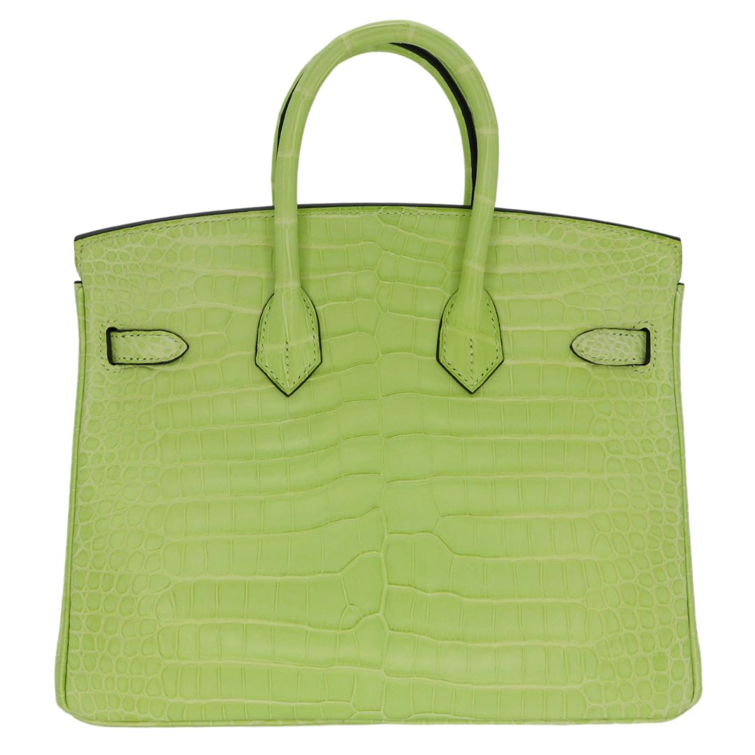 Hermes25cm Birkin Jaune Bourgeon Matte Porosus Crocodile Palladium Hardware