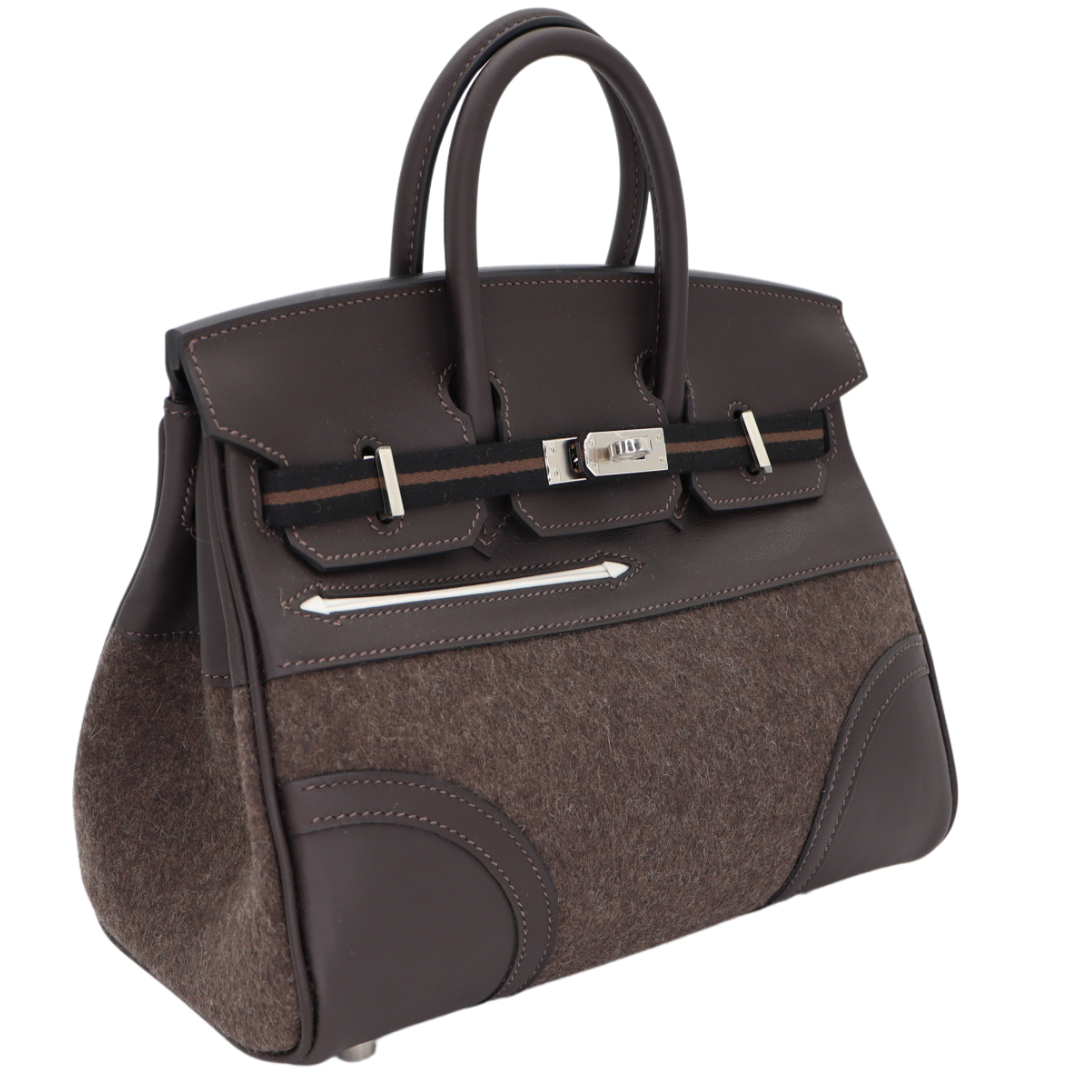 Hermes25cm Birkin Go Team Ebene Swift/ Feutre Palladium Hardware