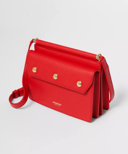 Burberry Small Leather Title Bag With Pocket Detail Red