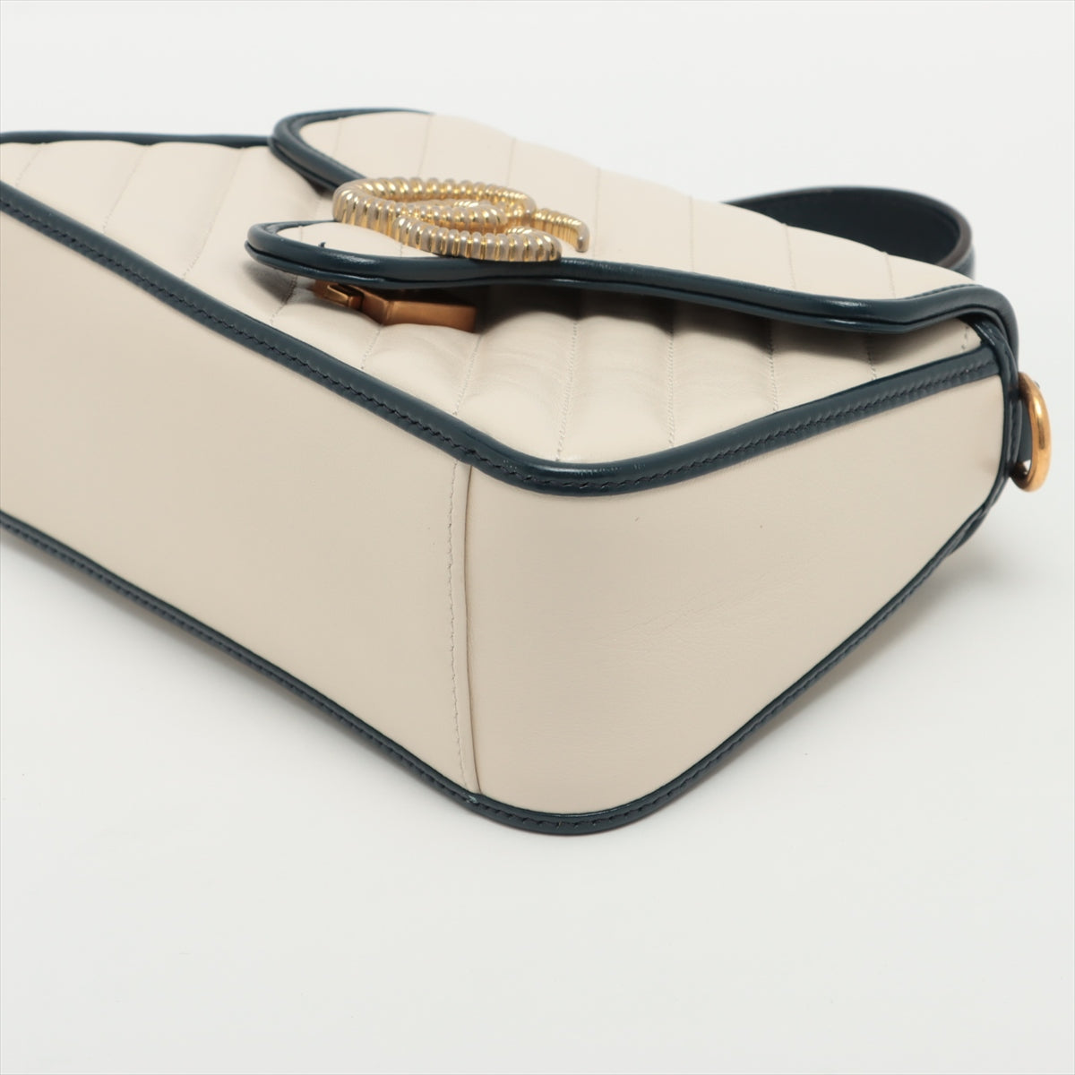 Gucci GG Marmont White Leather Chain Crossbody