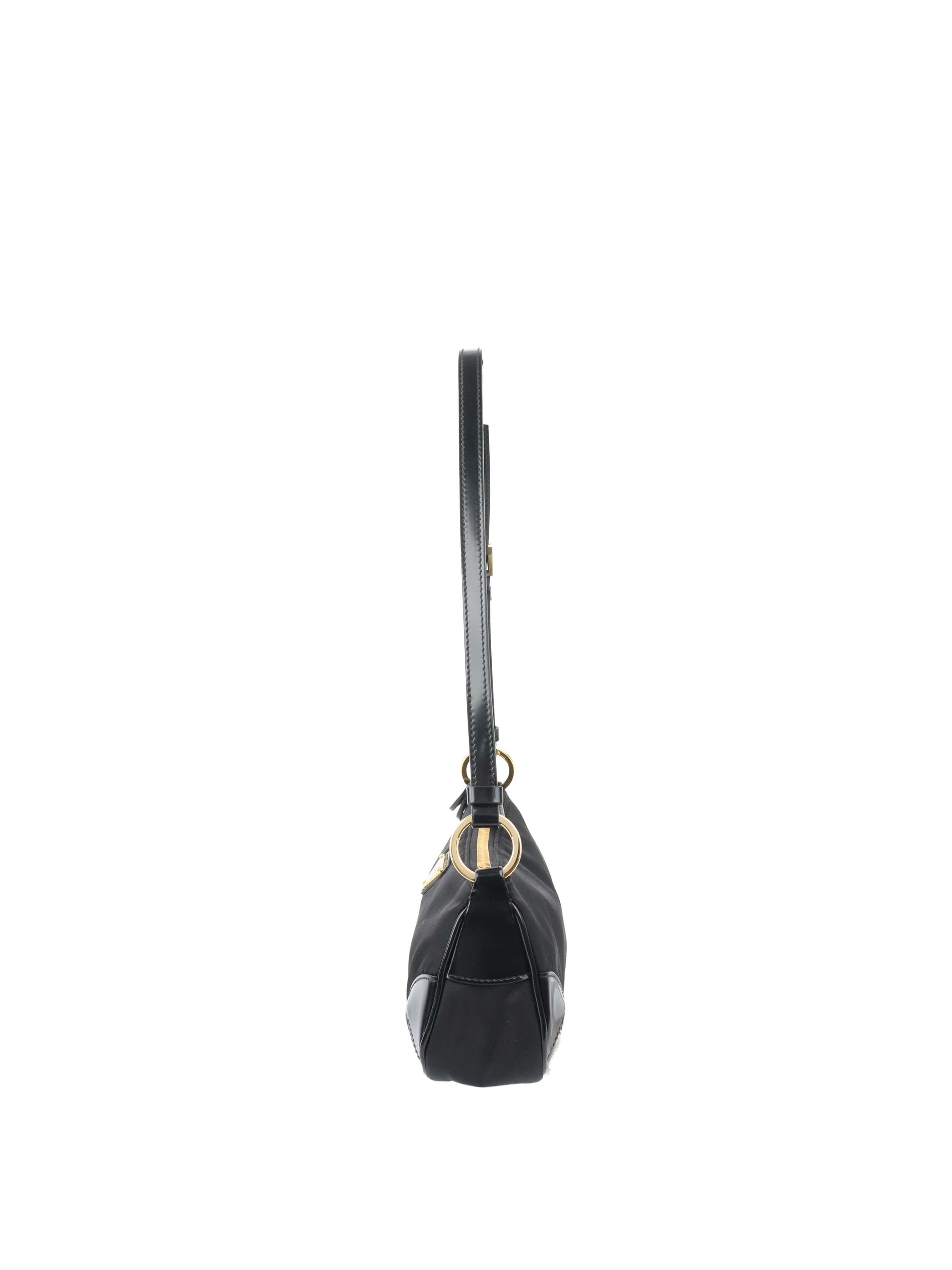 Prada Black Re-Edition 2002 Nylon Shoulder Bag.