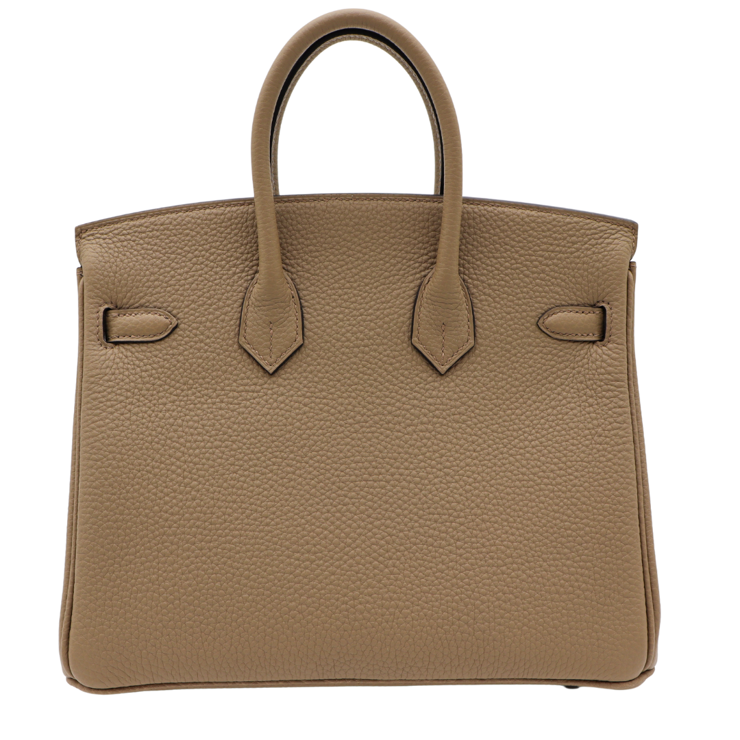 Hermes25cm Birkin Beige Marfa Togo Leather Palladium Hardware