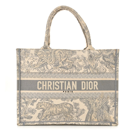 Christian Dior Canvas Embroidered Medium Dioriviera Toile De Jouy Book Tote Gray