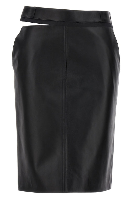 Fendi Women Leather Midi Skirt