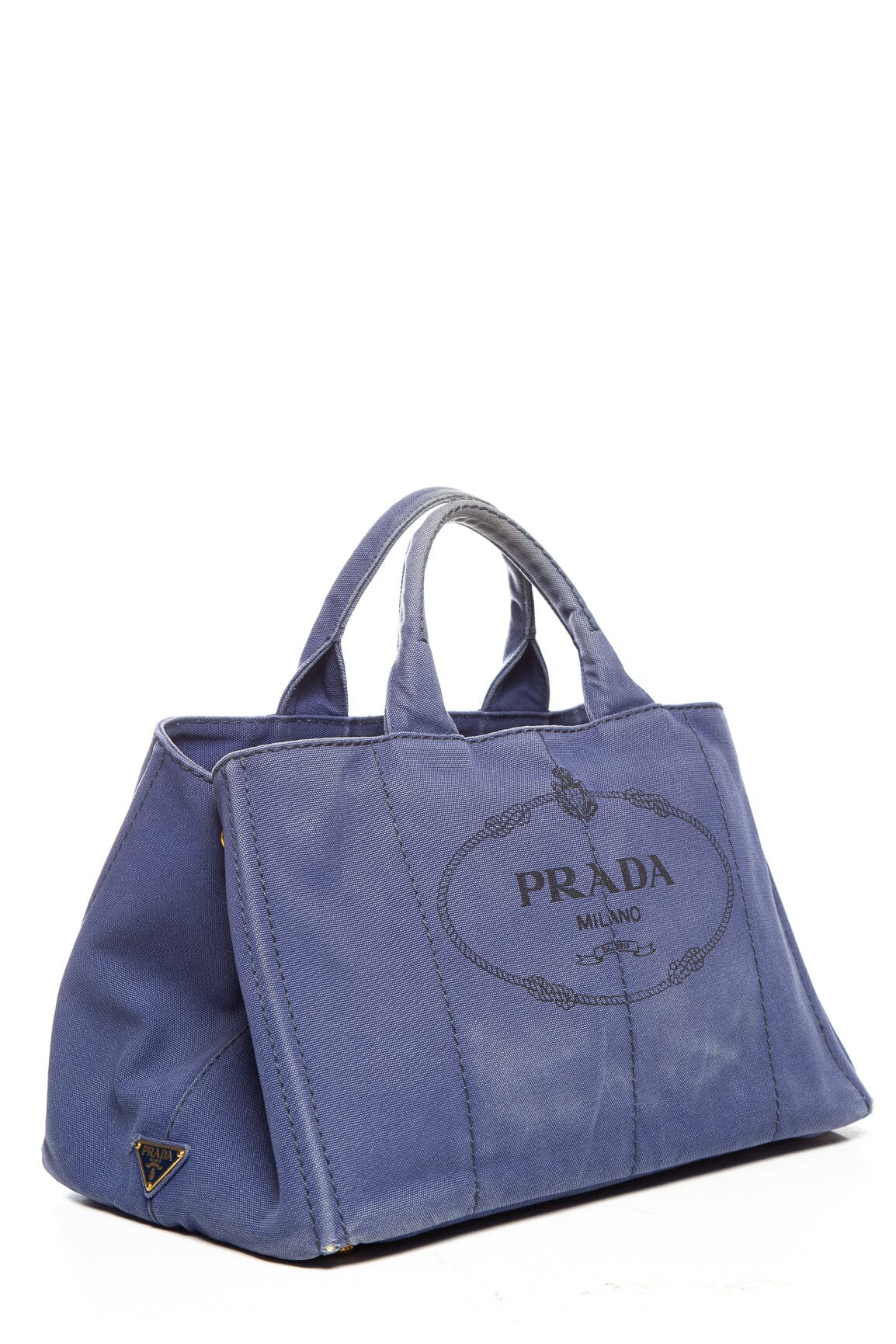 Prada Blue Canvas Canapa Tote