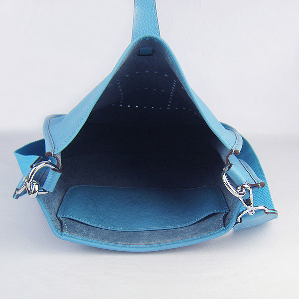 Luxury Hermes Evelyne I handbag light blue silver