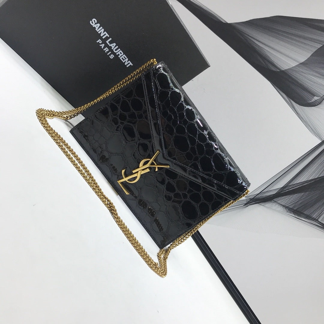 Yves Saint Laurent Cassandra Small Crossbody Bag With Stone Print Black