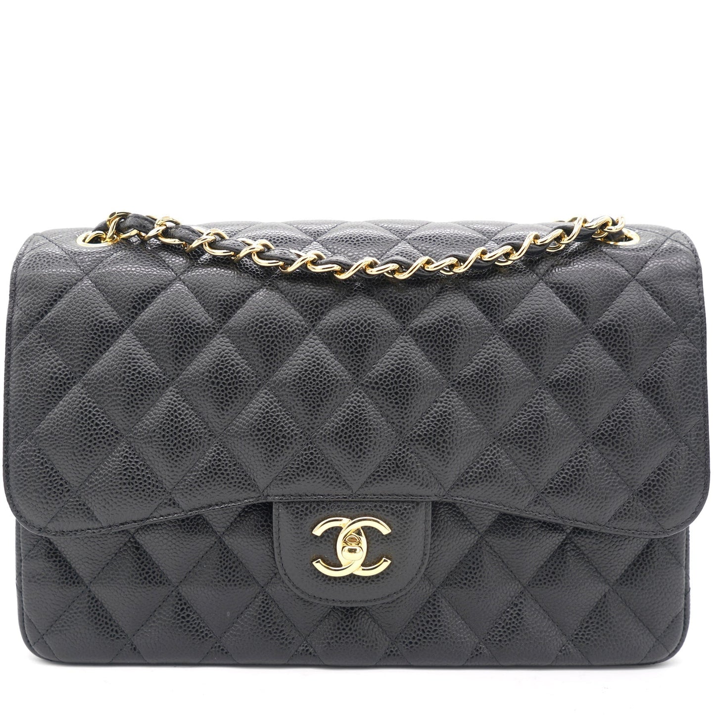 Chanel Black Quilted Caviar Jumbo Classic Double Flap Bag