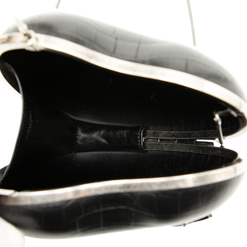Saint Laurent Love Box Croco Embossed Leather Shoulder Bag
