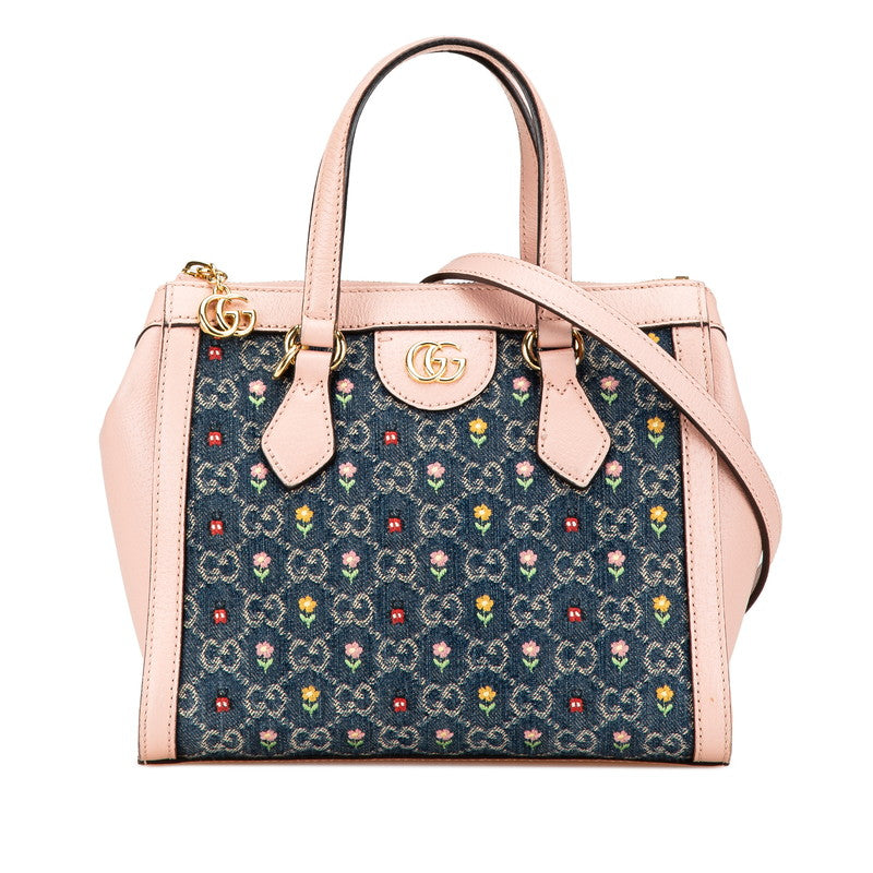 Gucci Ophidia Flower Embroidery Leather Denim 2way Bag Japan Exclusive