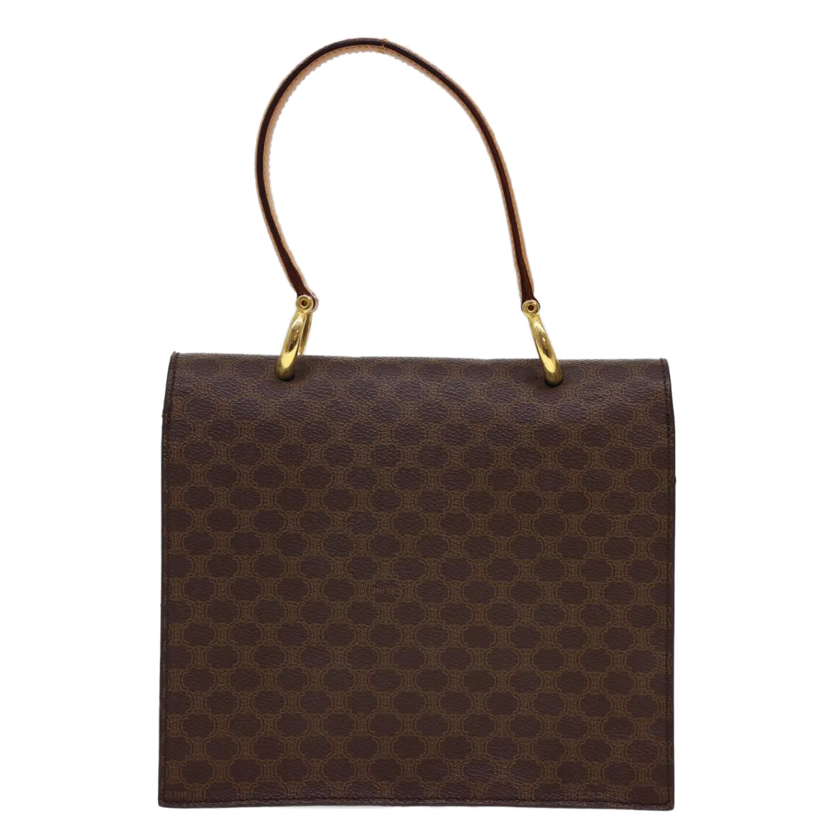 Luxury CELINE Macadam Canvas Hand Bag PVC Leather Brown 40087