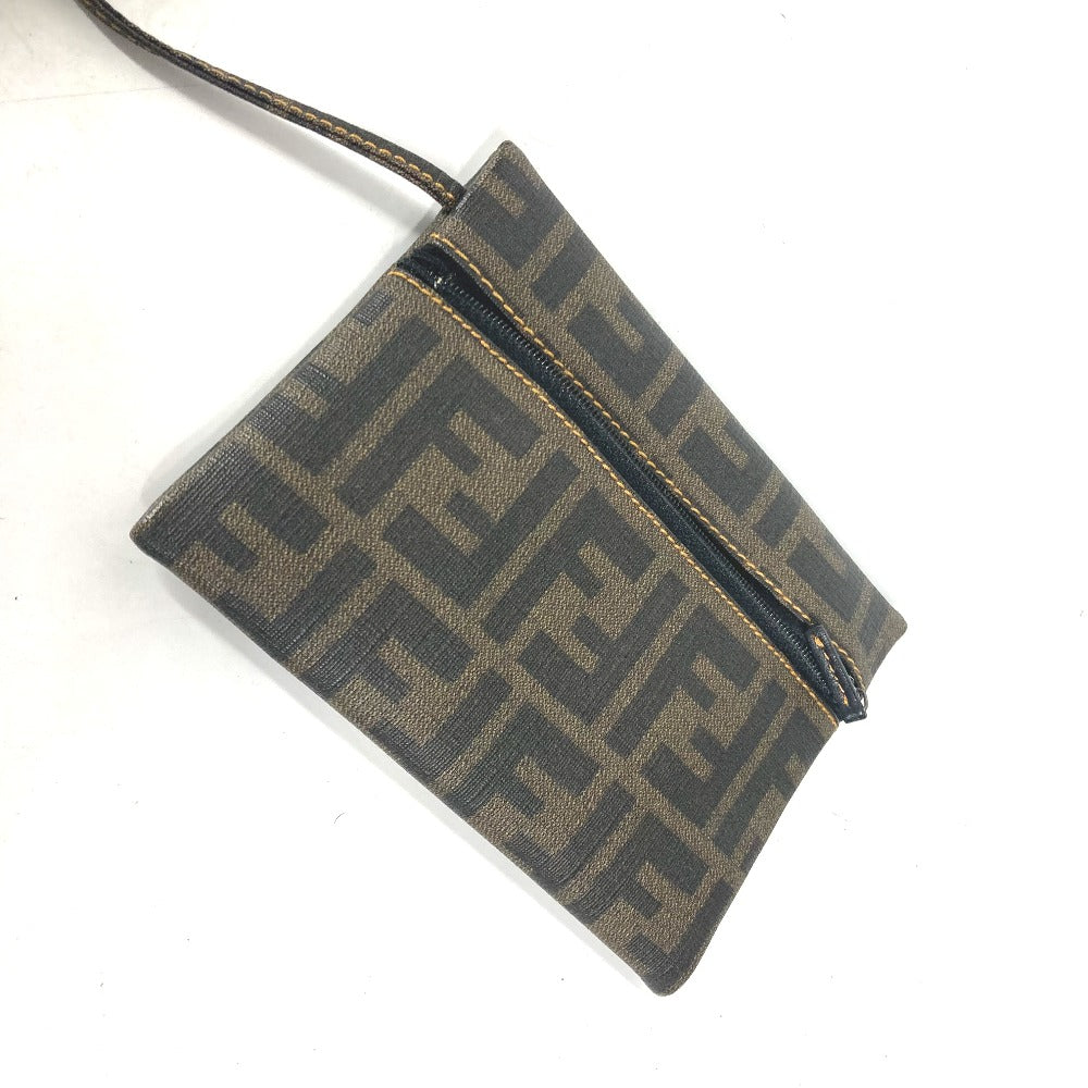 FENDI Shoulder Bag Coated leather Brown Mesh Bag Beach Bag Zucca Women