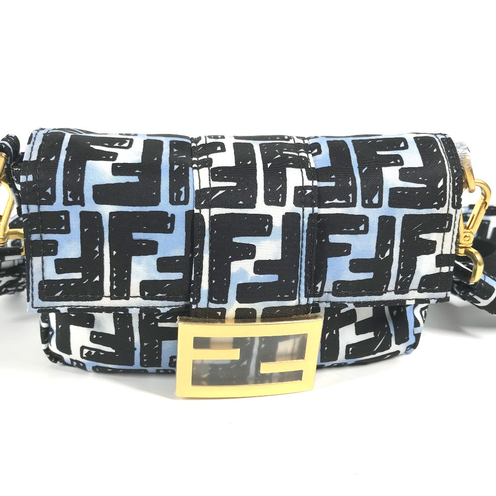 FENDI Shoulder Bag 8BR784 Nylon blue Joshua Vides Collaboration Zucca Baguette Mini mens