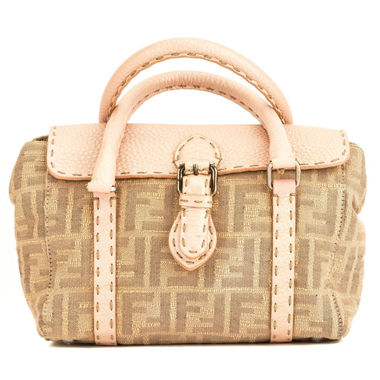 Fendi Pink/Tan Zucca Selleria Mini Linda ( )