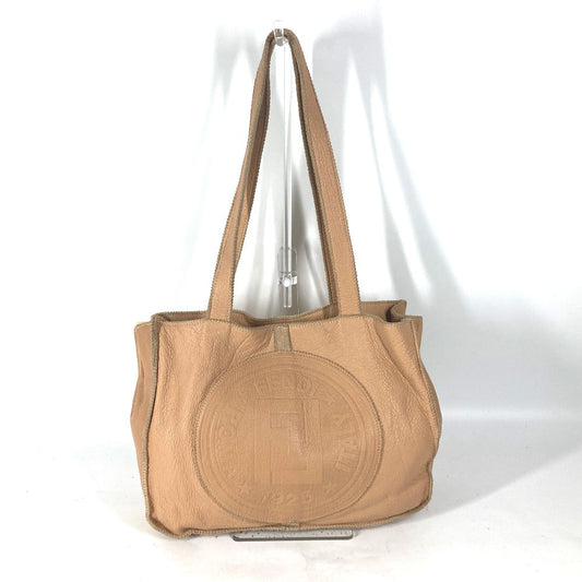 FENDI Tote Bag leather beige Big logo Women