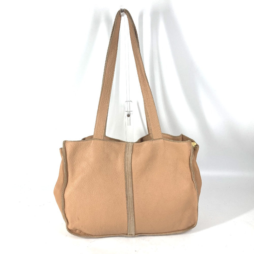 FENDI Tote Bag leather beige Big logo Women