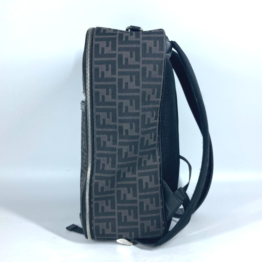 FENDI Backpack 7VZ062 Leather / canvas black 2WAY Bag Handbag logo zucca mens
