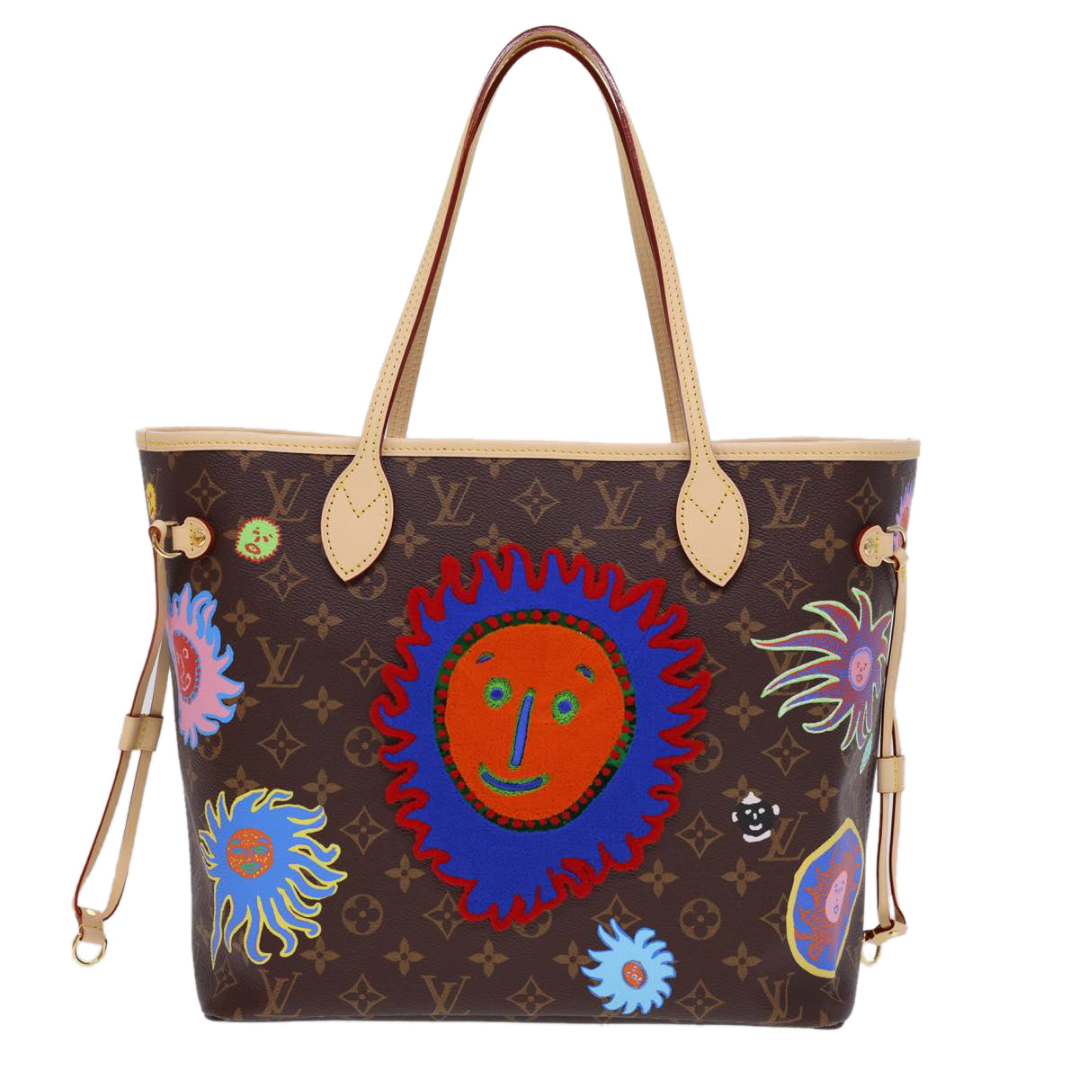 LOUIS VUITTON Yayoi Kusama Face Neverfull MM Tote Bag M46447 LV 40256A