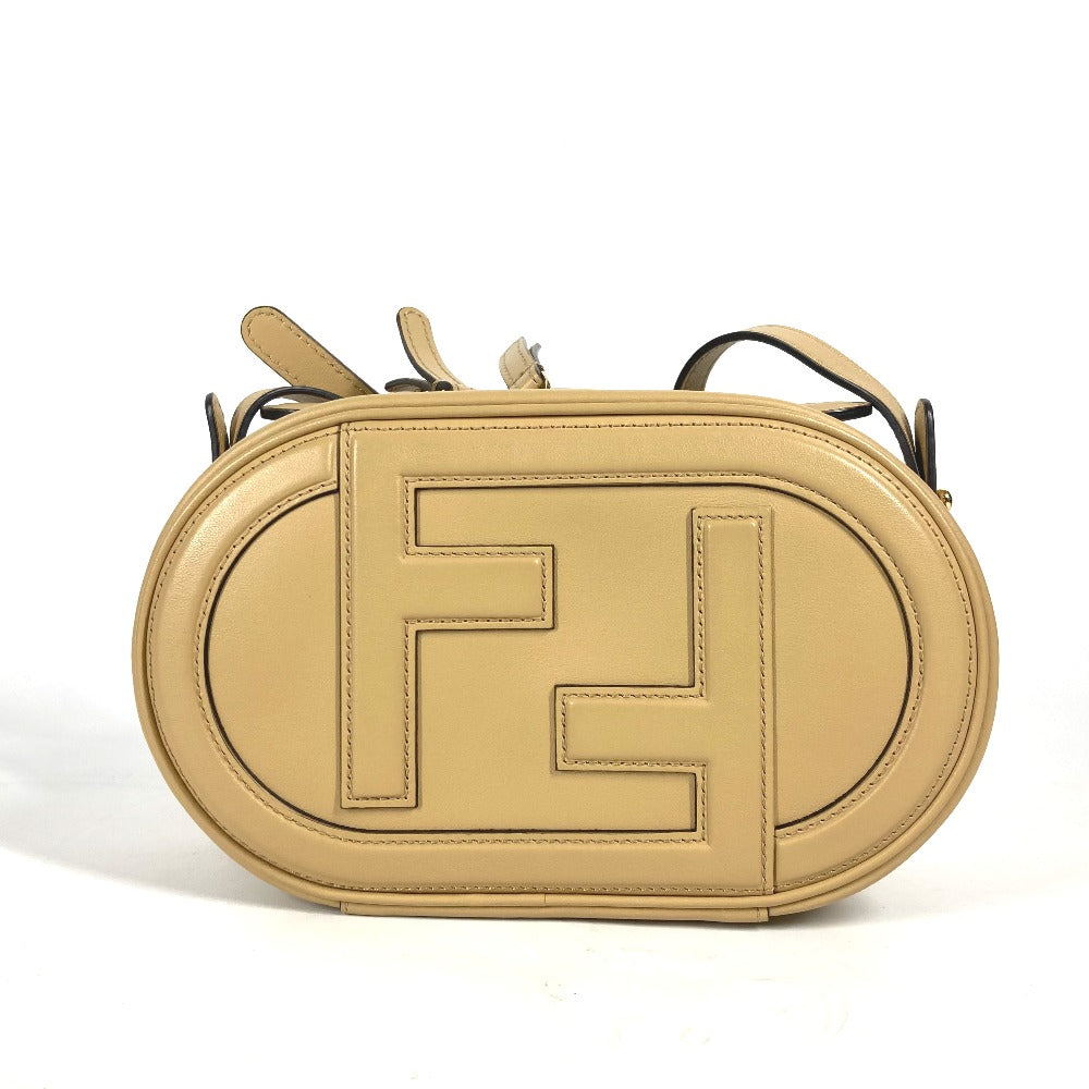FENDI Shoulder Bag 8BS058 leather beige Pochette Crossbody Camera Case Small Olock Women