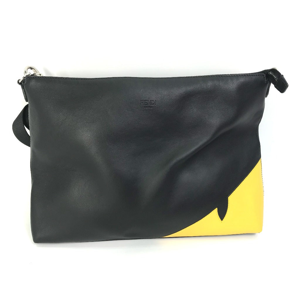 FENDI Shoulder Bag 7VA470 leather black crossbody clutch bag Monster Bugs mens